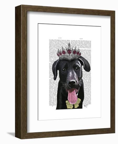 Black Labrador with Tiara-Fab Funky-Framed Art Print