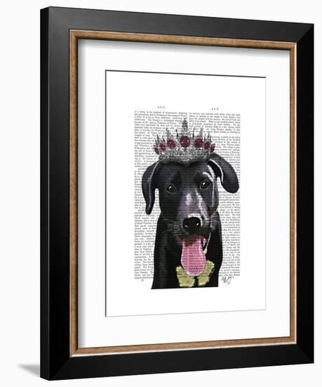 Black Labrador with Tiara-Fab Funky-Framed Art Print