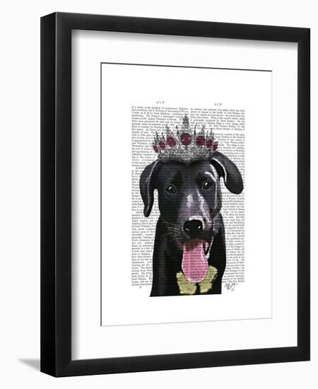 Black Labrador with Tiara-Fab Funky-Framed Art Print