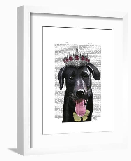 Black Labrador with Tiara-Fab Funky-Framed Art Print