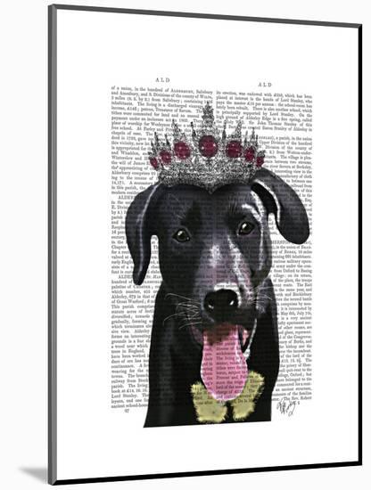 Black Labrador with Tiara-Fab Funky-Mounted Art Print