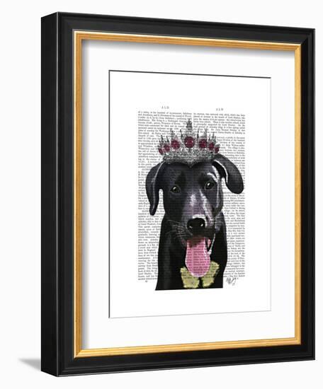 Black Labrador with Tiara-Fab Funky-Framed Art Print