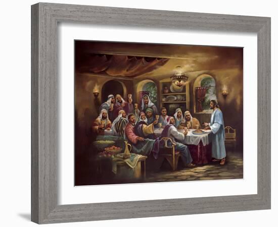 Black Last Supper-Bev Lopez-Framed Art Print