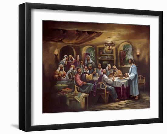 Black Last Supper-Bev Lopez-Framed Art Print