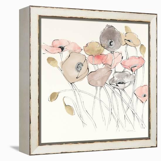 Black Line Poppies I Watercolor Neutral-Shirley Novak-Framed Stretched Canvas