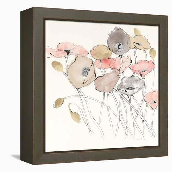 Black Line Poppies I Watercolor Neutral-Shirley Novak-Framed Stretched Canvas