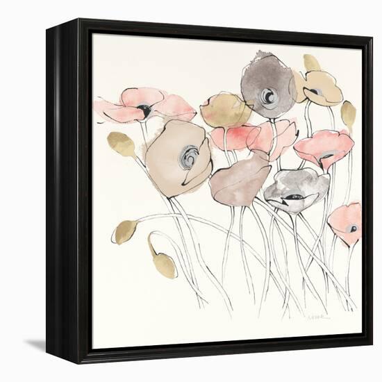 Black Line Poppies I Watercolor Neutral-Shirley Novak-Framed Stretched Canvas