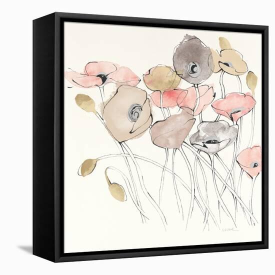 Black Line Poppies I Watercolor Neutral-Shirley Novak-Framed Stretched Canvas