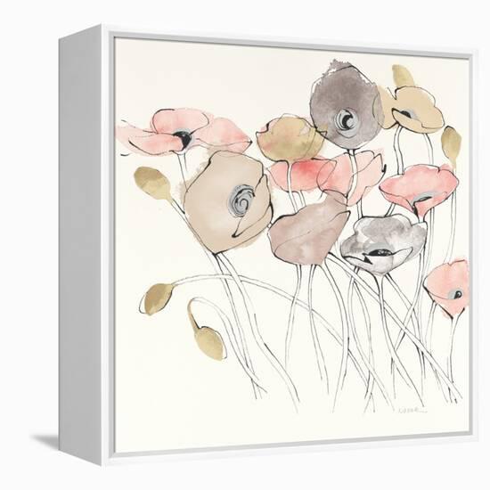Black Line Poppies I Watercolor Neutral-Shirley Novak-Framed Stretched Canvas