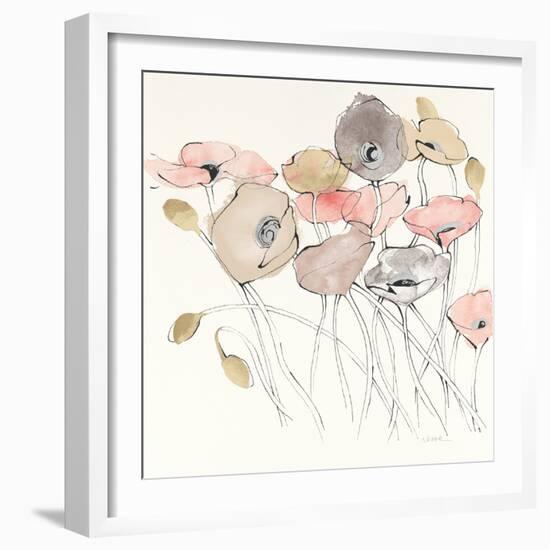 Black Line Poppies I Watercolor Neutral-Shirley Novak-Framed Art Print