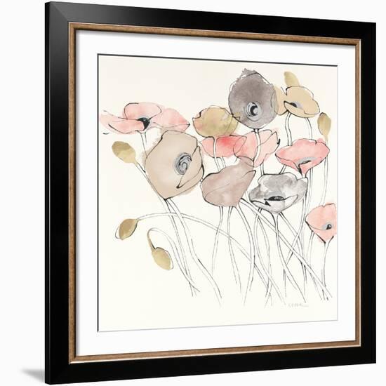 Black Line Poppies I Watercolor Neutral-Shirley Novak-Framed Giclee Print