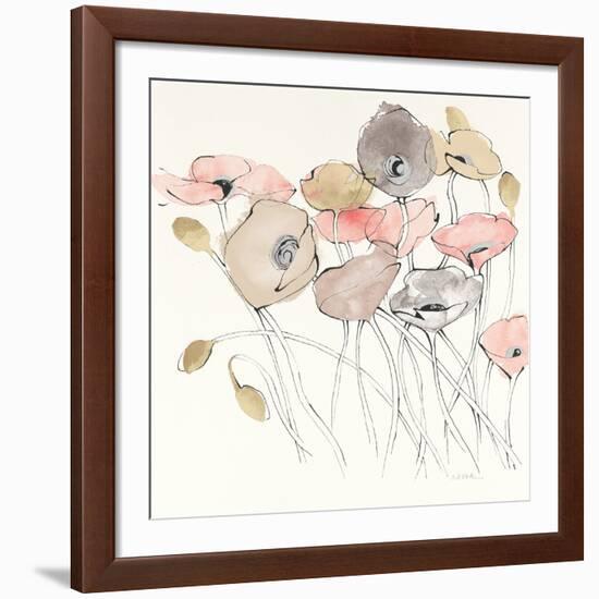 Black Line Poppies I Watercolor Neutral-Shirley Novak-Framed Giclee Print