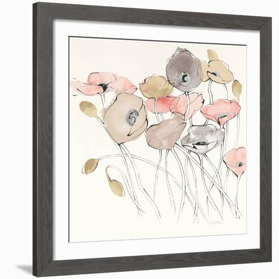 Black Line Poppies I Watercolor Neutral-Shirley Novak-Framed Giclee Print