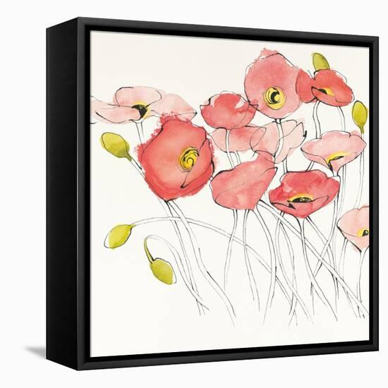 Black Line Poppies I Watercolor-Shirley Novak-Framed Stretched Canvas