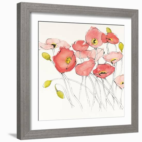 Black Line Poppies I Watercolor-Shirley Novak-Framed Art Print