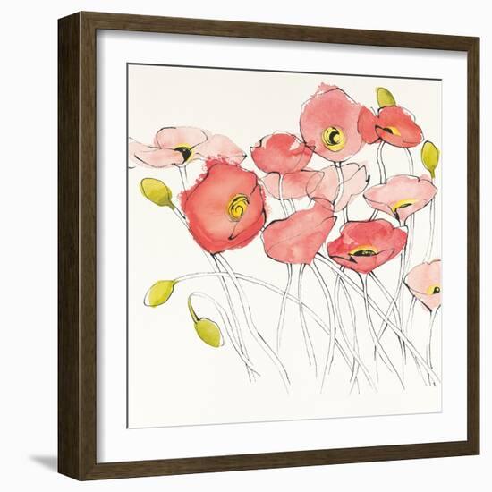 Black Line Poppies I Watercolor-Shirley Novak-Framed Art Print