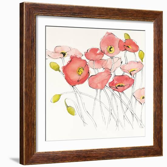 Black Line Poppies I Watercolor-Shirley Novak-Framed Art Print