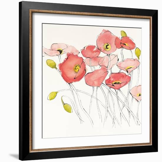 Black Line Poppies I Watercolor-Shirley Novak-Framed Art Print