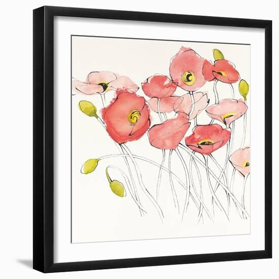 Black Line Poppies I Watercolor-Shirley Novak-Framed Art Print