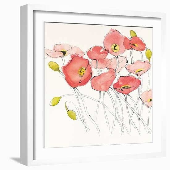 Black Line Poppies I Watercolor-Shirley Novak-Framed Art Print