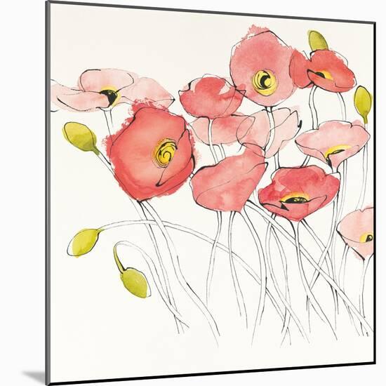 Black Line Poppies I Watercolor-Shirley Novak-Mounted Art Print