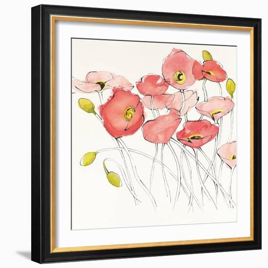 Black Line Poppies I Watercolor-Shirley Novak-Framed Art Print