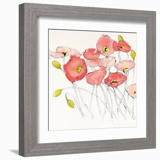 Black Line Poppies I Watercolor-Shirley Novak-Framed Art Print