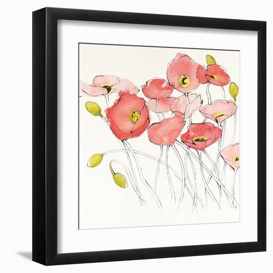 Black Line Poppies I Watercolor-Shirley Novak-Framed Art Print
