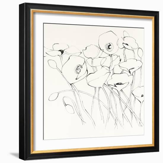 Black Line Poppies I-Shirley Novak-Framed Art Print