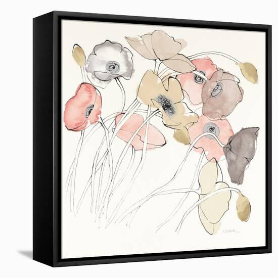 Black Line Poppies II Watercolor Neutral-Shirley Novak-Framed Stretched Canvas