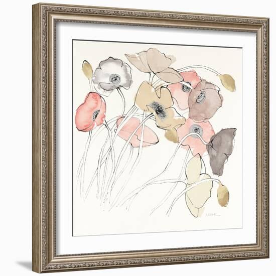 Black Line Poppies II Watercolor Neutral-Shirley Novak-Framed Art Print