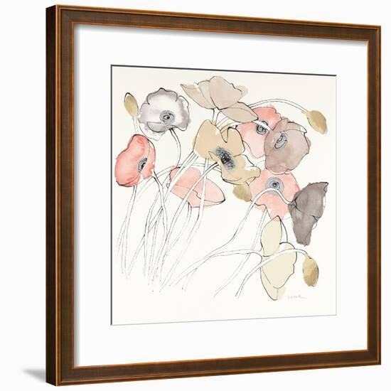 Black Line Poppies II Watercolor Neutral-Shirley Novak-Framed Art Print