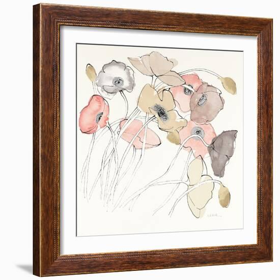 Black Line Poppies II Watercolor Neutral-Shirley Novak-Framed Art Print