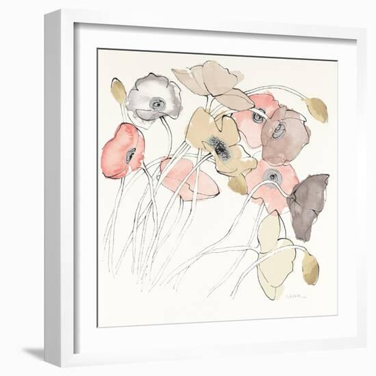 Black Line Poppies II Watercolor Neutral-Shirley Novak-Framed Art Print