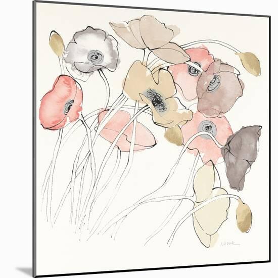 Black Line Poppies II Watercolor Neutral-Shirley Novak-Mounted Art Print