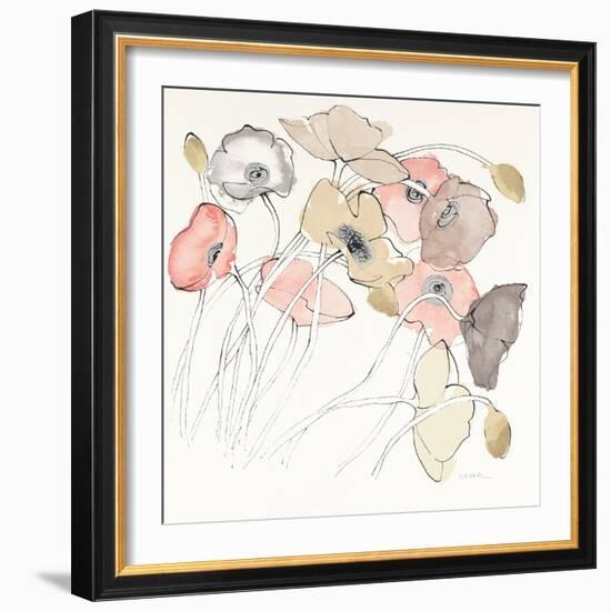 Black Line Poppies II Watercolor Neutral-Shirley Novak-Framed Art Print