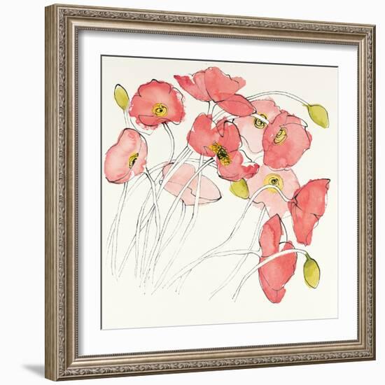 Black Line Poppies II Watercolor-Shirley Novak-Framed Art Print