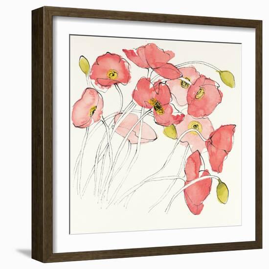 Black Line Poppies II Watercolor-Shirley Novak-Framed Art Print