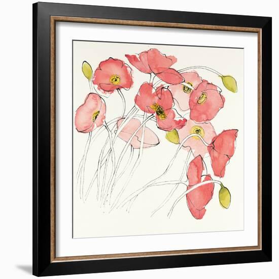 Black Line Poppies II Watercolor-Shirley Novak-Framed Art Print