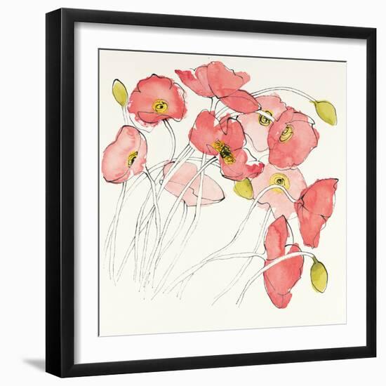 Black Line Poppies II Watercolor-Shirley Novak-Framed Art Print