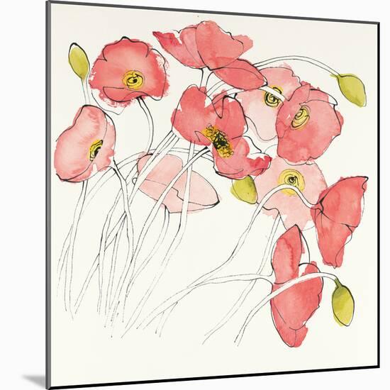 Black Line Poppies II Watercolor-Shirley Novak-Mounted Art Print