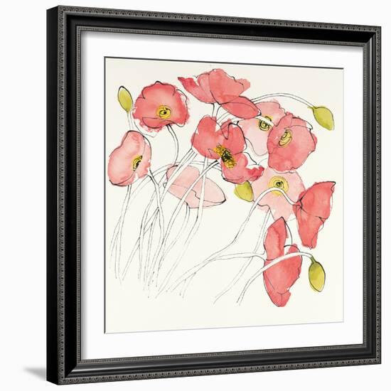 Black Line Poppies II Watercolor-Shirley Novak-Framed Art Print