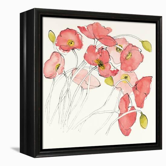 Black Line Poppies II Watercolor-Shirley Novak-Framed Stretched Canvas