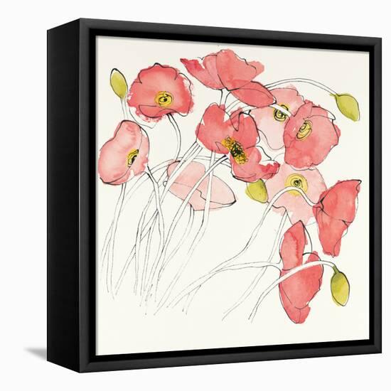 Black Line Poppies II Watercolor-Shirley Novak-Framed Stretched Canvas