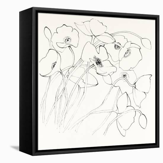 Black Line Poppies II-Shirley Novak-Framed Stretched Canvas