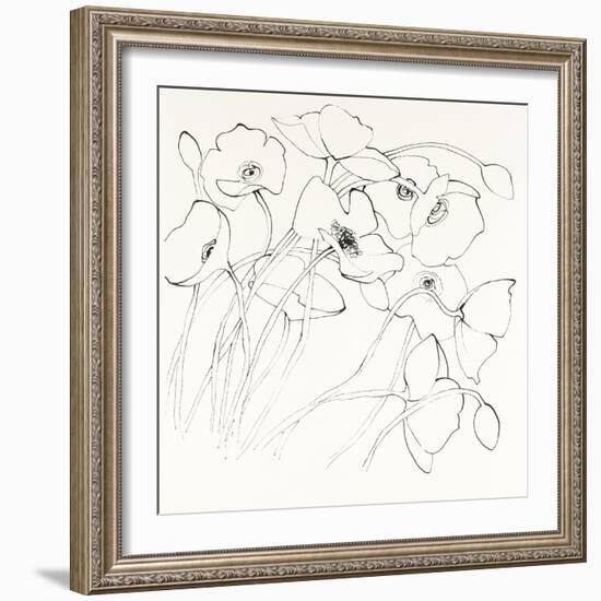 Black Line Poppies II-Shirley Novak-Framed Art Print