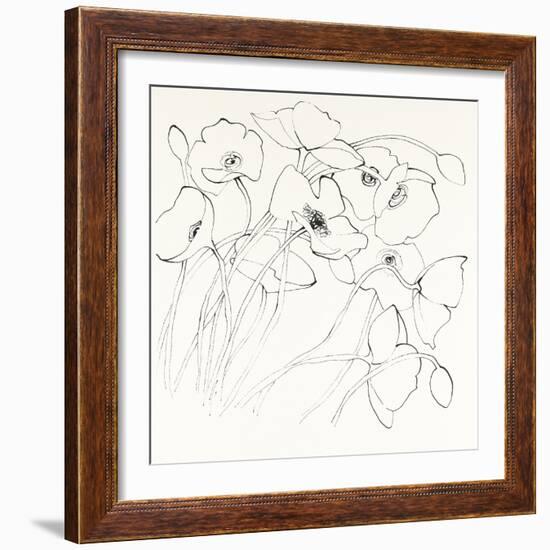 Black Line Poppies II-Shirley Novak-Framed Art Print