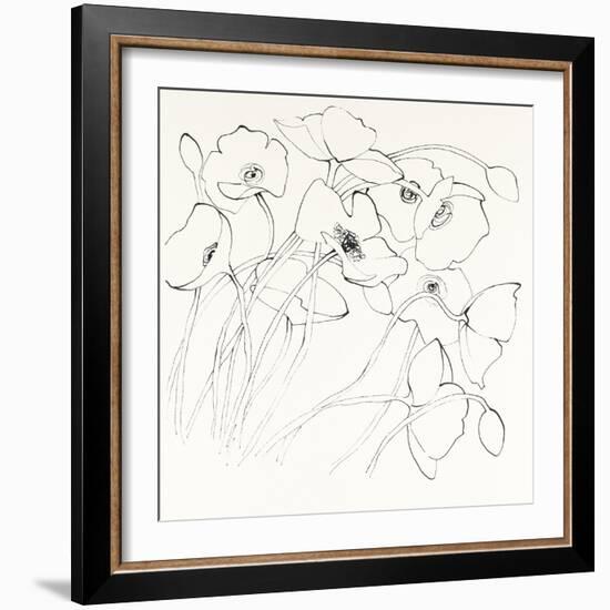 Black Line Poppies II-Shirley Novak-Framed Art Print