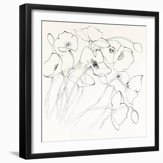Black Line Poppies II-Shirley Novak-Framed Art Print