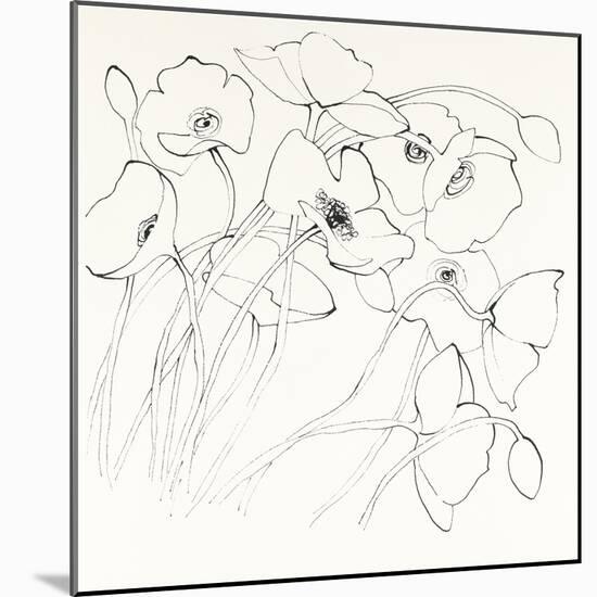 Black Line Poppies II-Shirley Novak-Mounted Art Print